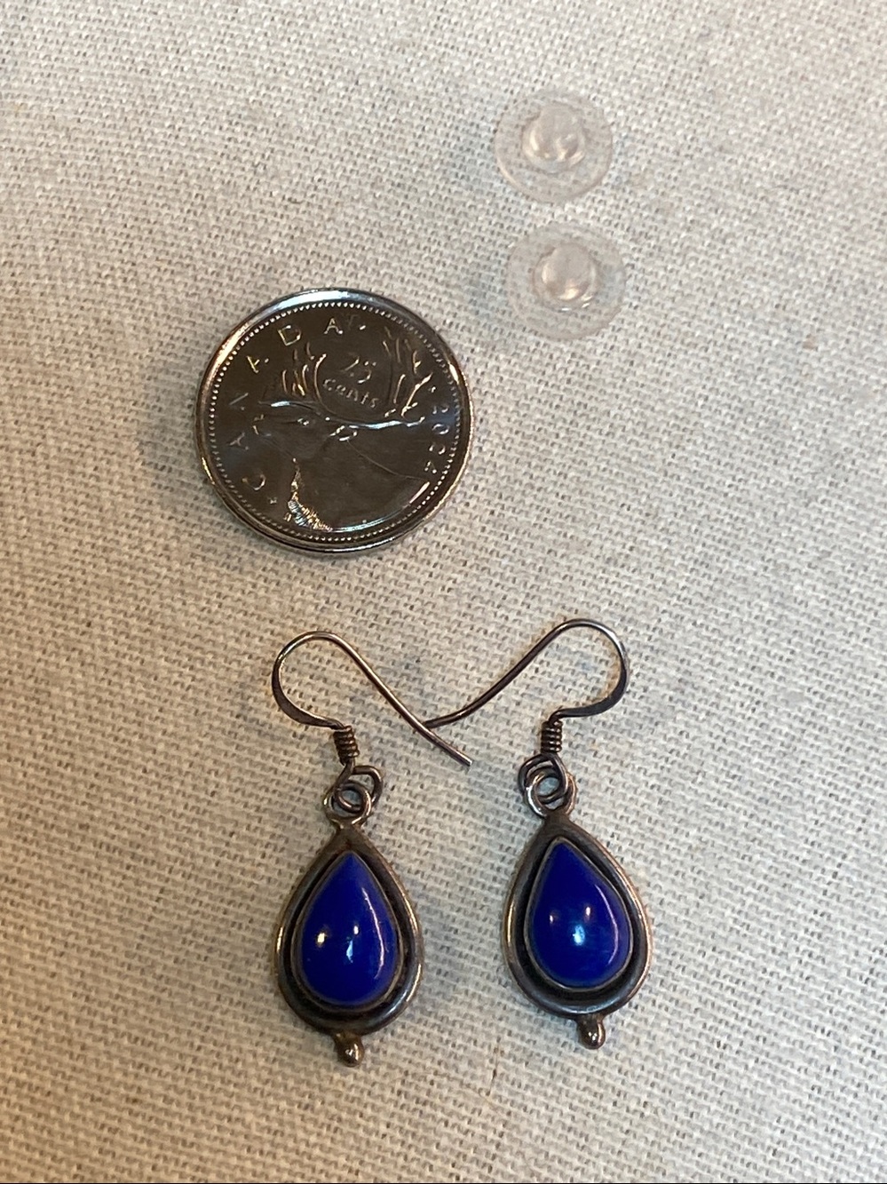 Vintage Sterling Silver Lapis Lazuli Earrings - Picture 2 of 5